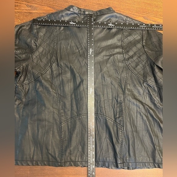 Cato Vegan Women's Leather Zip Front Moto 22/24W Jacket Black Pearl Floral‎ Lace - Picture 10 of 12